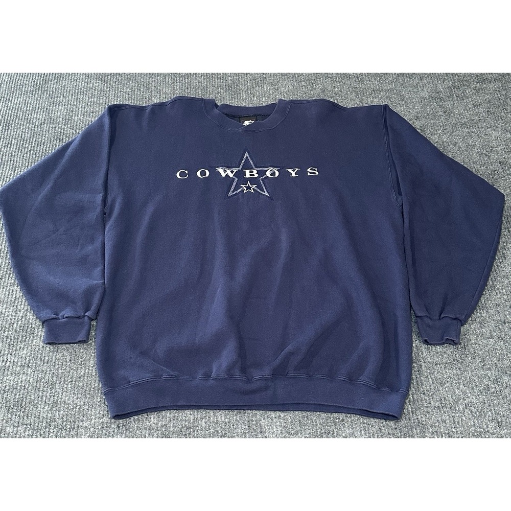 Vintage Starters Dallas Cowboys Sweatshirt Mens XL Blue White Spell Out Logo NFL